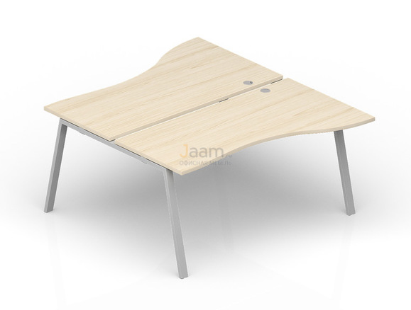 Мебель для персонала Составной стол на 2 рабочих места "Волна" (2 громмета) AR2TG129V