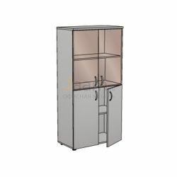 Мебель для персонала Офисный шкаф низкий со стеклом ЛФ223