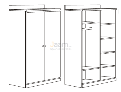 Мебель для гостиниц Гардероб с воротником и полками R5802V