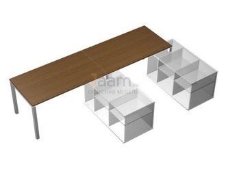 Мебель для персонала Рабочая станция (2х160) на 2-х опорных тумбах правых (БЕЗ ТУМБ) КВ 0115-2