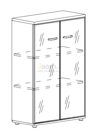 Мебель для персонала Шкаф средний со стеклом в алюминиевой рамке 9367 БП